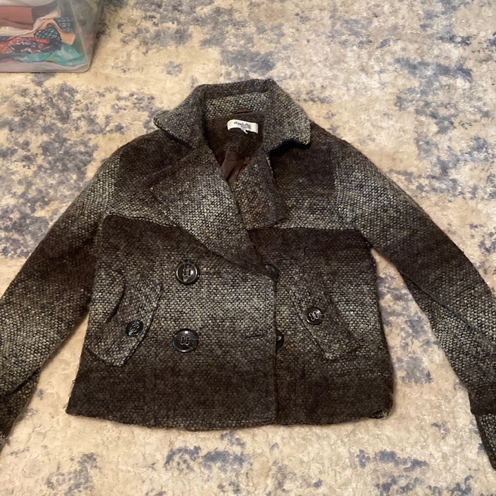 Brown and white Charlotte Russe pea coat size medium